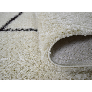 ASMA - Tapis shaggy à poils longs, motif berbère crème