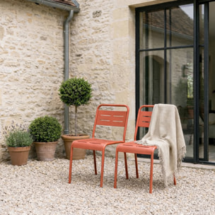 Lot de 2 chaises de jardin empilables terracotta EVORA