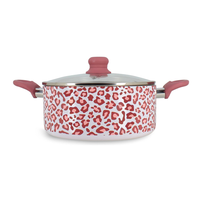 Faitout aluminium recyclé 24cm léopard rose - tous feux  LEOPARD