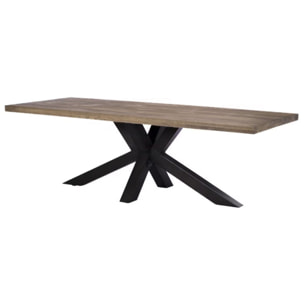 Table pied central bois de chêne et métal 200 cm HUDSON