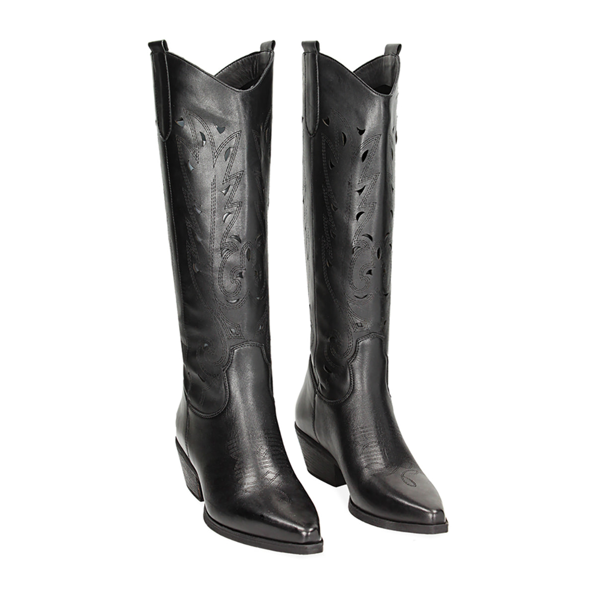 Botas texanas negras de cuero