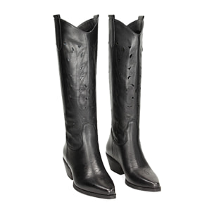 Botas texanas negras de cuero
