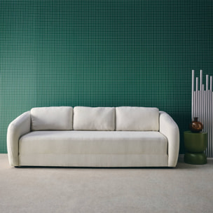 Canapé convertible 3 places tissu chenille blanc - L 220 x P 95 x H 76cm - Twist