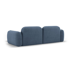 Canapé d'angle droit modulable "Lucien" 3 places en velours blue jeans