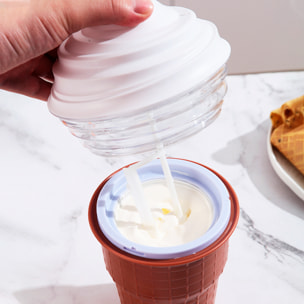 Heladera HD-BQL01 de 450ml. Incluye manual de recetas para preparar distintos tipos de helados.