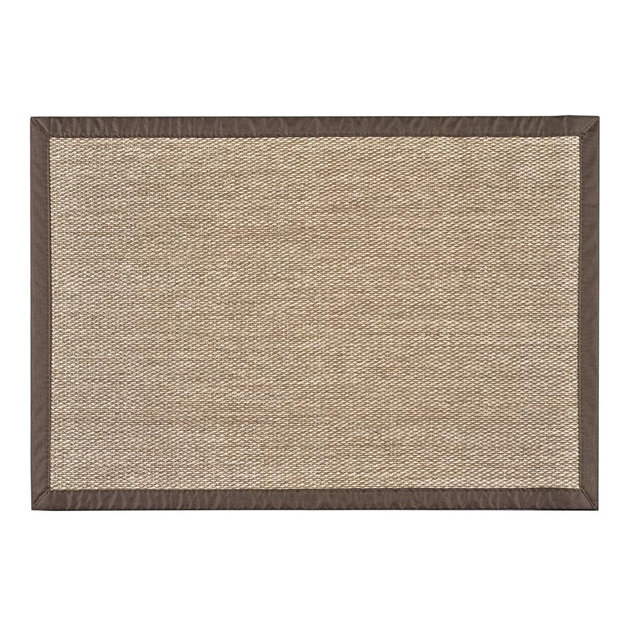 Alfombra de vinilo tejido ELEGANT efecto sisal marrón con ribete