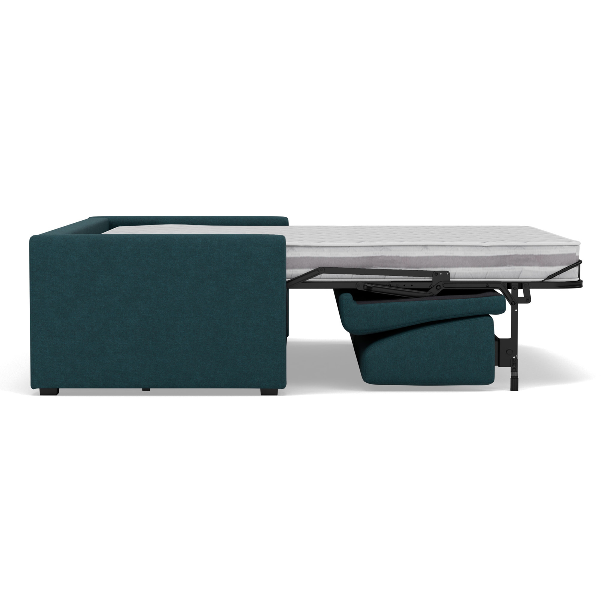 Julia - canapé 3 places convertible couchage quotidien matelas 14 cm en tissu - Bleu