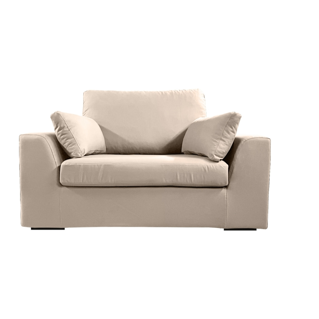 Fauteuil XL TRESSIN 145 cm fixe tissu coton Taupe - 100% déhoussable - Fab. France