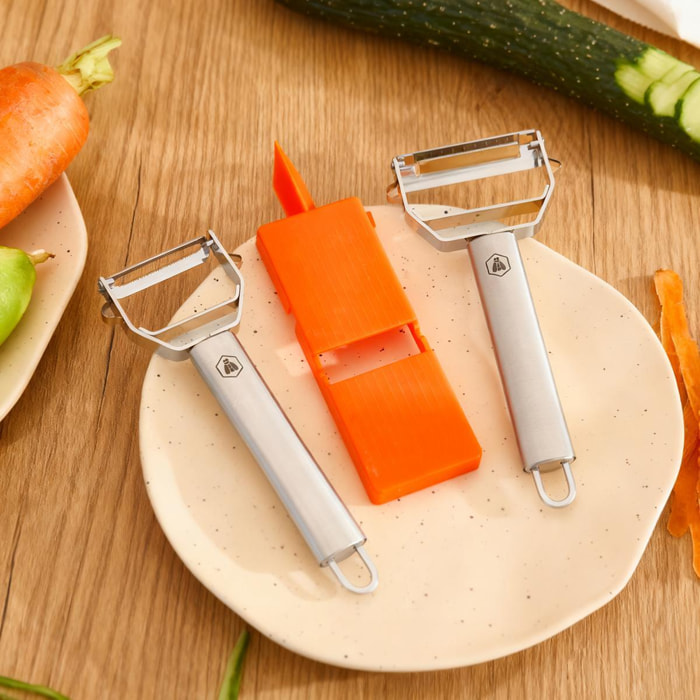 Un épluche légumes original + un éplucheur julienne + mini râpe- 3 pièces