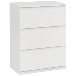 Cómoda con 3 Cajones Cómoda de Dormitorio Moderno con Diseño Anti-vuelco Cajonera para Salón Pasillo 55x34x75 cm Blanco Brillo