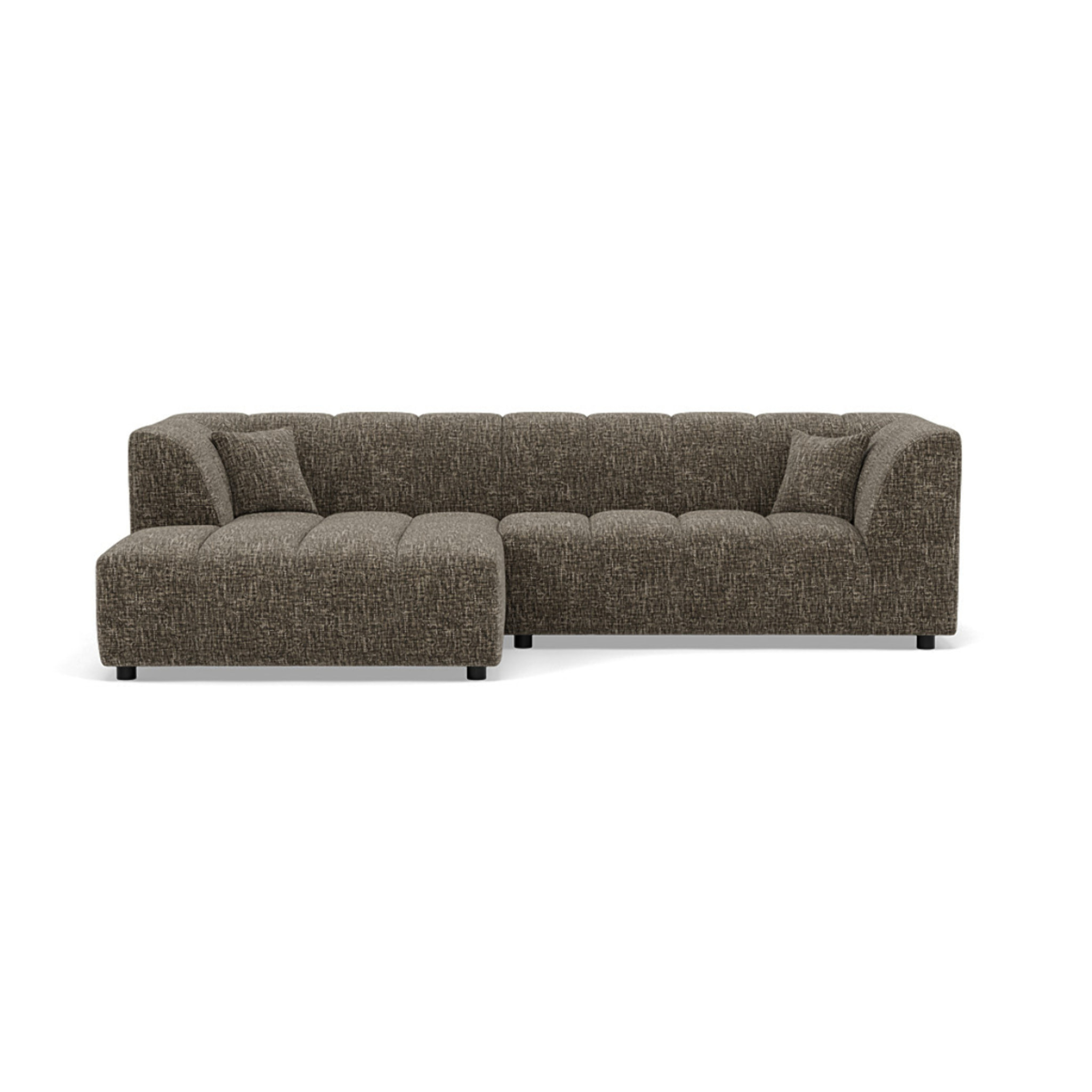Curtis - canapé d'angle gauche 4 places avec accoudoir en tissu texturé - Vert Olive