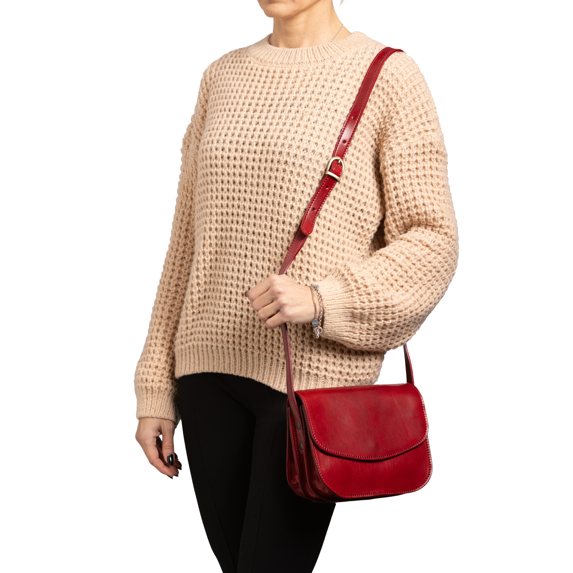 Borsa a tracolla  da donna In Vera pelle Made in Italy 22x16x9,5 cm