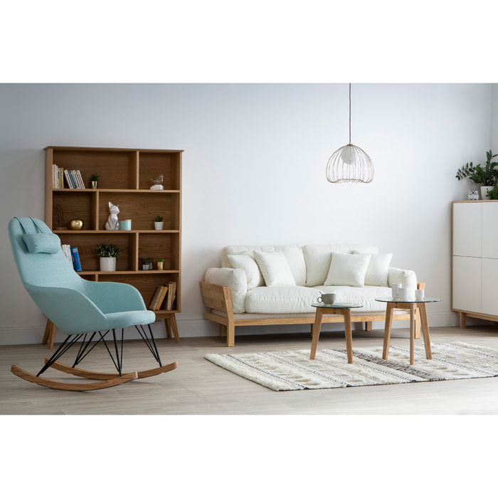 Bibliothèque scandinave en bois clair chêne 8 casiers L110 cm INGRID