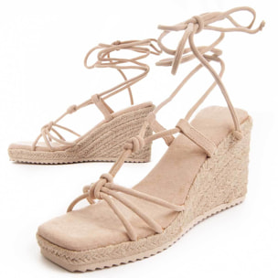 Sandalias de Cuña - Beige - Altura: 9 cm