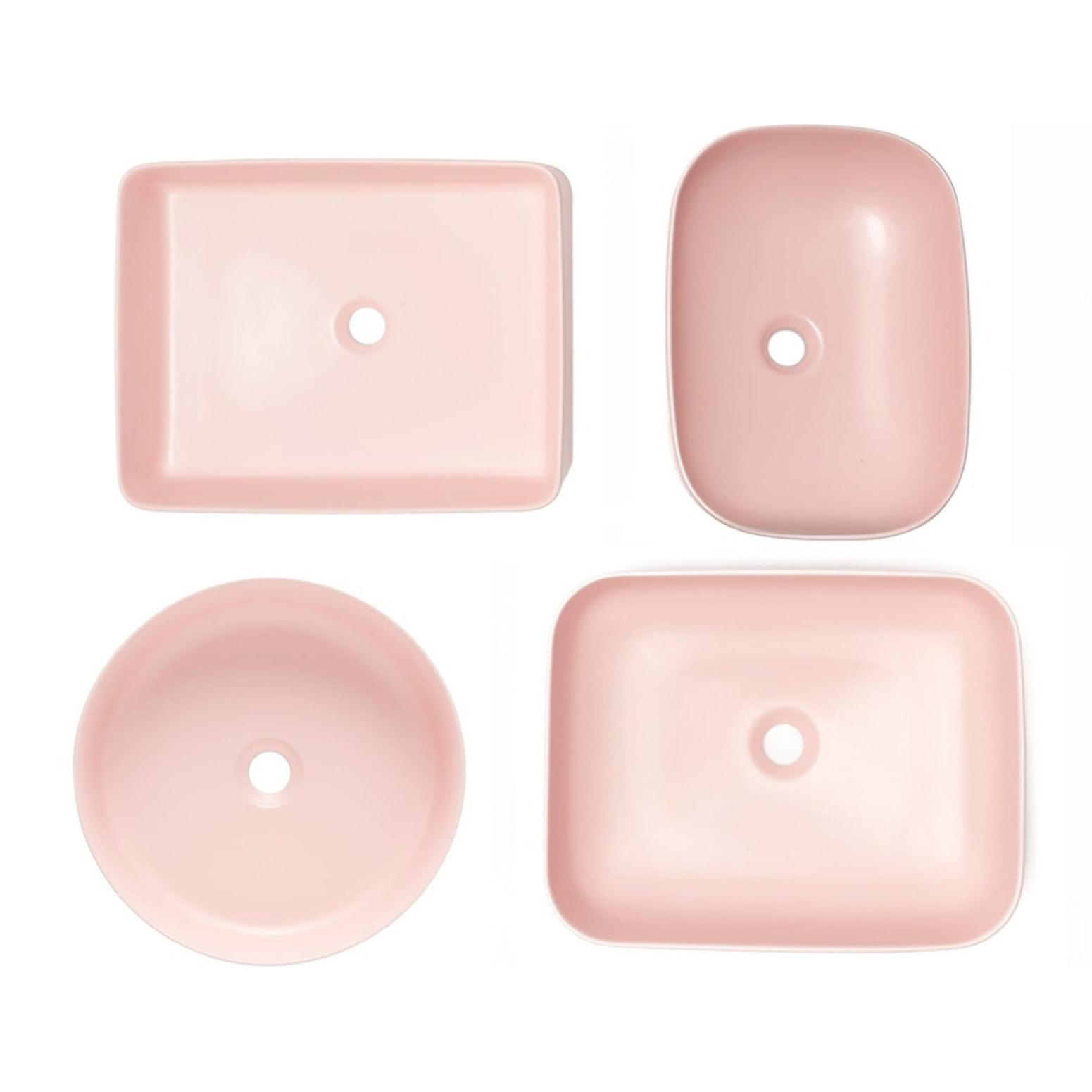 Vasque à poser ronde en céramique diamètre 39 cm - rose mat - sans trop-plein - SAT Infinitio