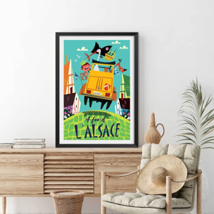 Poster de l'alsace en dodoche Affiche + cadre en bois - Noir