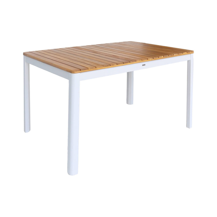 Table de jardin SENORA acacia blanc avec coins arrondis. 6 places. 120 x 80 x 75 cm