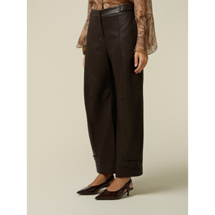 Oltre - Pantalones palazzo en tejido engomado - Marrón