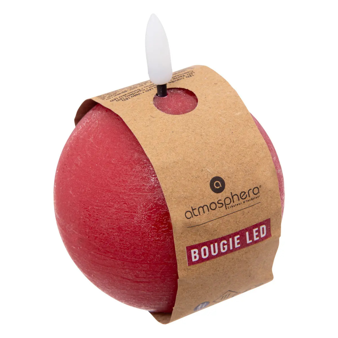 Bougie boule LED Molia D.8cm rouge