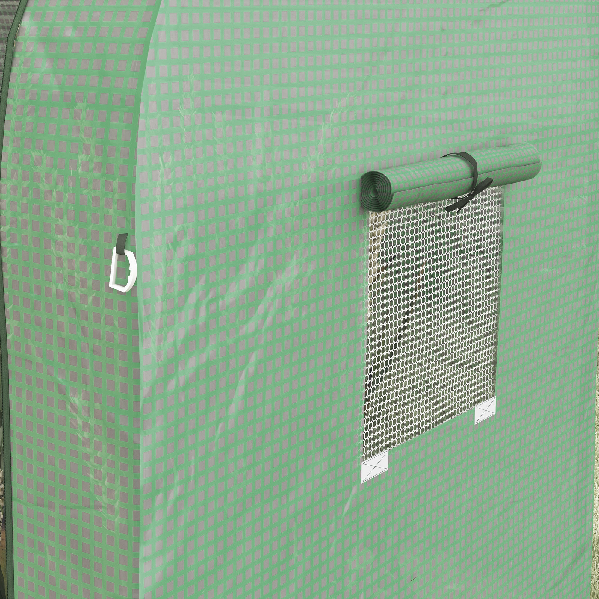 Serre de jardin 1,8 m² - 2 portes zippées 4 fenêtres - acier PE vert