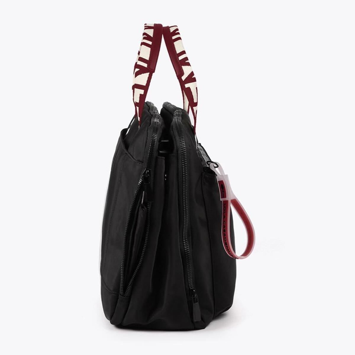 Valigetta in nylon con manici con logo a contrasto
