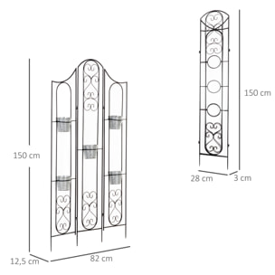 Étagère de pots de fleurs plantes en métal style fer forgé - support de plantes pliable métal à planter - 5 pots fleurs inclus