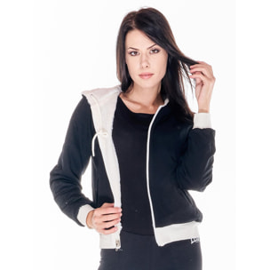 Chaqueta básica de sherpa con capucha para mujer