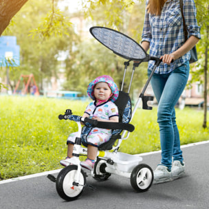 Triciclo para Bebés 6 en 1 Triciclo Evolutivo para Niños de +12 Meses con Toldo Plegable Mango de Empuje Telescópico y Desmontable Asiento Ajustable Cesto y Portabotellas Azul