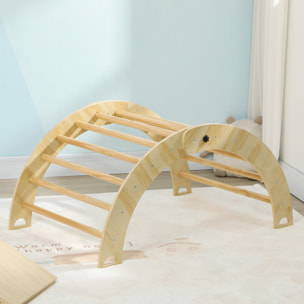 Triángulo de Escalada de Madera Escalada para Niños de 18-48 Meses con Rampa Escalador de Arco para Deslizarse o Escalar 219x72,5x68,5 cm Multicolor