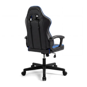 Silla gaming reclinable y con altura ajustable en negro y azul Raptor Negro - Azul