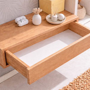 Set Mobile Ingresso Moderno Con Specchi Pensile A Giorno Mensola Con Cassetto Salvaspazio Mobile Da Parete 100 x 170 x 30 Cm Bianco E Rovere
