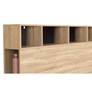Tête de lit Léo bois et noire avec rangements 145cm