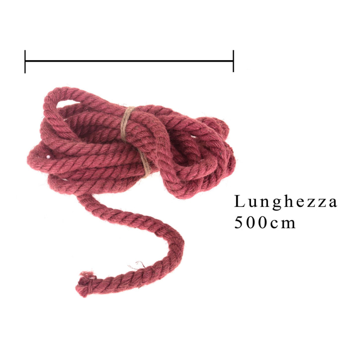 Cordone Juta 15 Mm 5 Mt - Pezzi 6 - 500X1,5X1,5cm - Colore: Rosso - Bianchi Dino - Decorazioni Varie