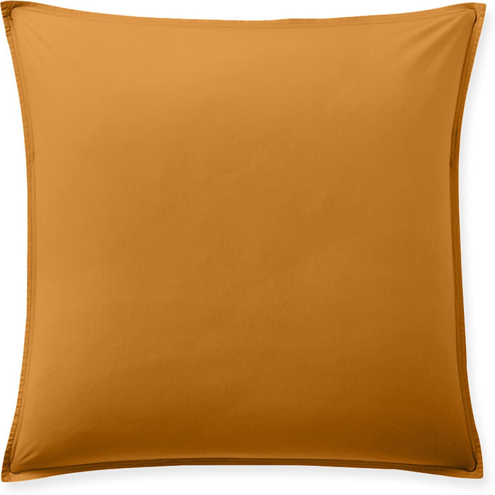 Paire de Taies D'oreiller Avec Volant 100% Percale De Coton Lavé Safran