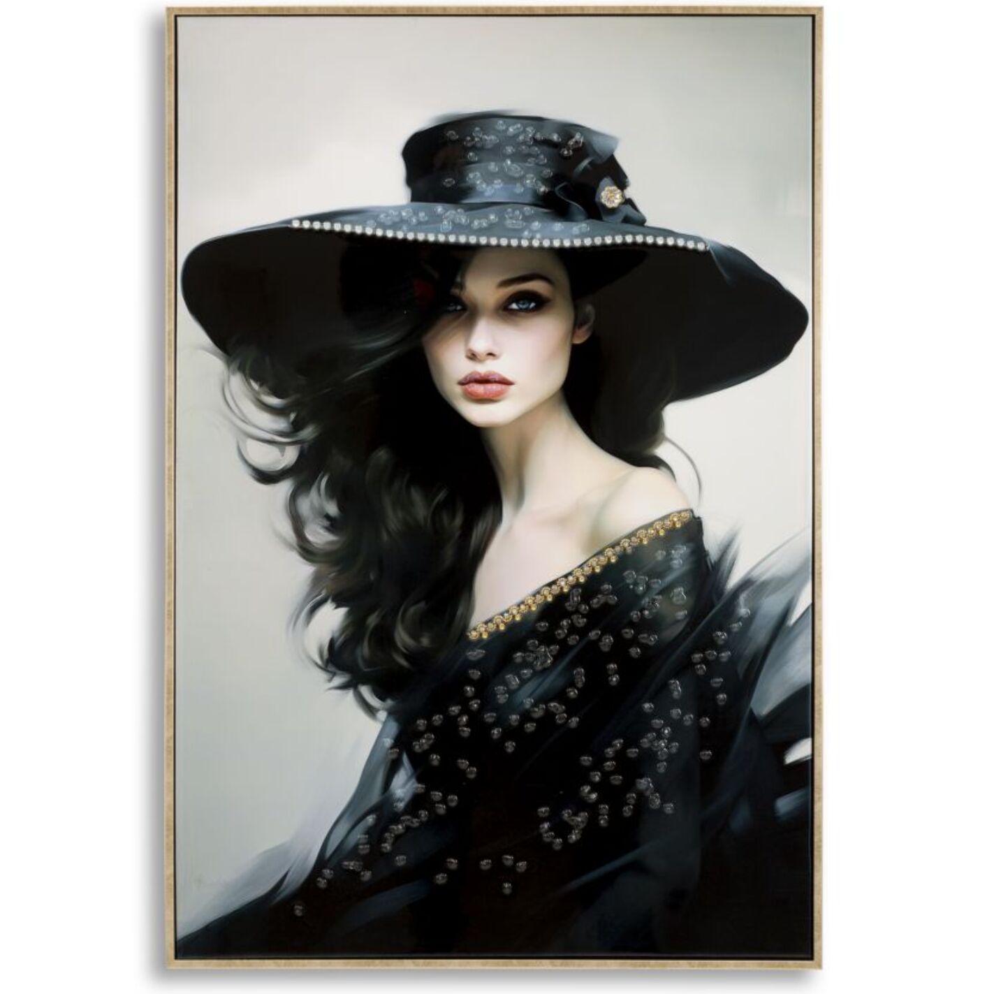 DIPINTO SU TELA LACCATO DORI C/CORNICE -A- CM 62X4X92