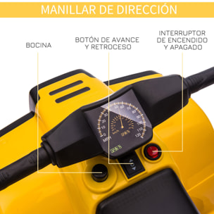 Quad Eléctrico para Niños 18-36 Meses Cuatrimoto Infantil a Batería 6V con Faros Bocina Velocidad 0-3 km/h Avance y Retroceso 65x40x43 cm Amarillo