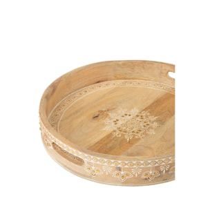 J-Line plateau 2 Anses Perles - bois - naturel/blanc - 2 pièces