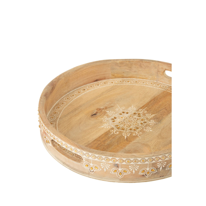 J-Line plateau 2 Anses Perles - bois - naturel/blanc - 2 pièces