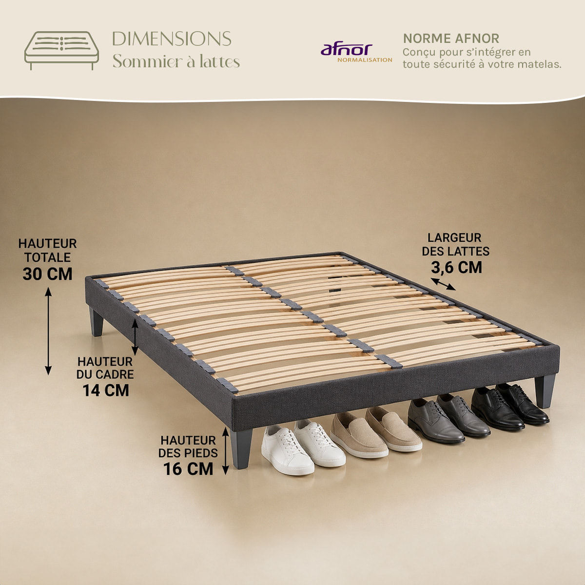 Ensemble Matelas Hybride Marquise & Sommier Kit Tissu Gris, Mémoire de Forme & Ressorts Ensachés, 33 cm, Soutien Ferme, Lattes flexibles