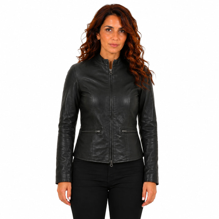 Giubbino in vera pelle di vitello Nero