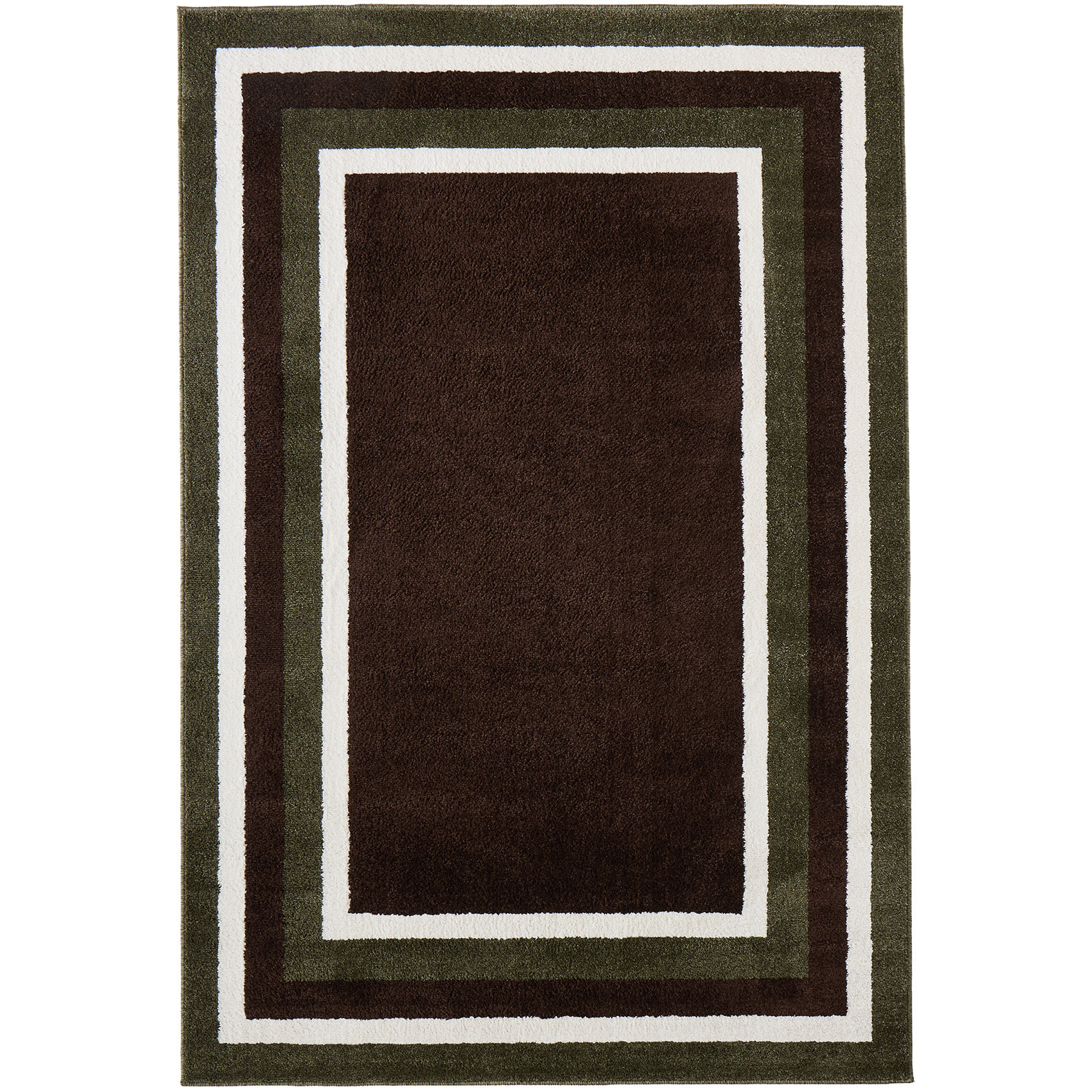 SANTAL - Tapis de salon marron à motif cadre rétro