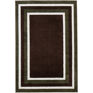 SANTAL - Tapis de salon marron à motif cadre rétro