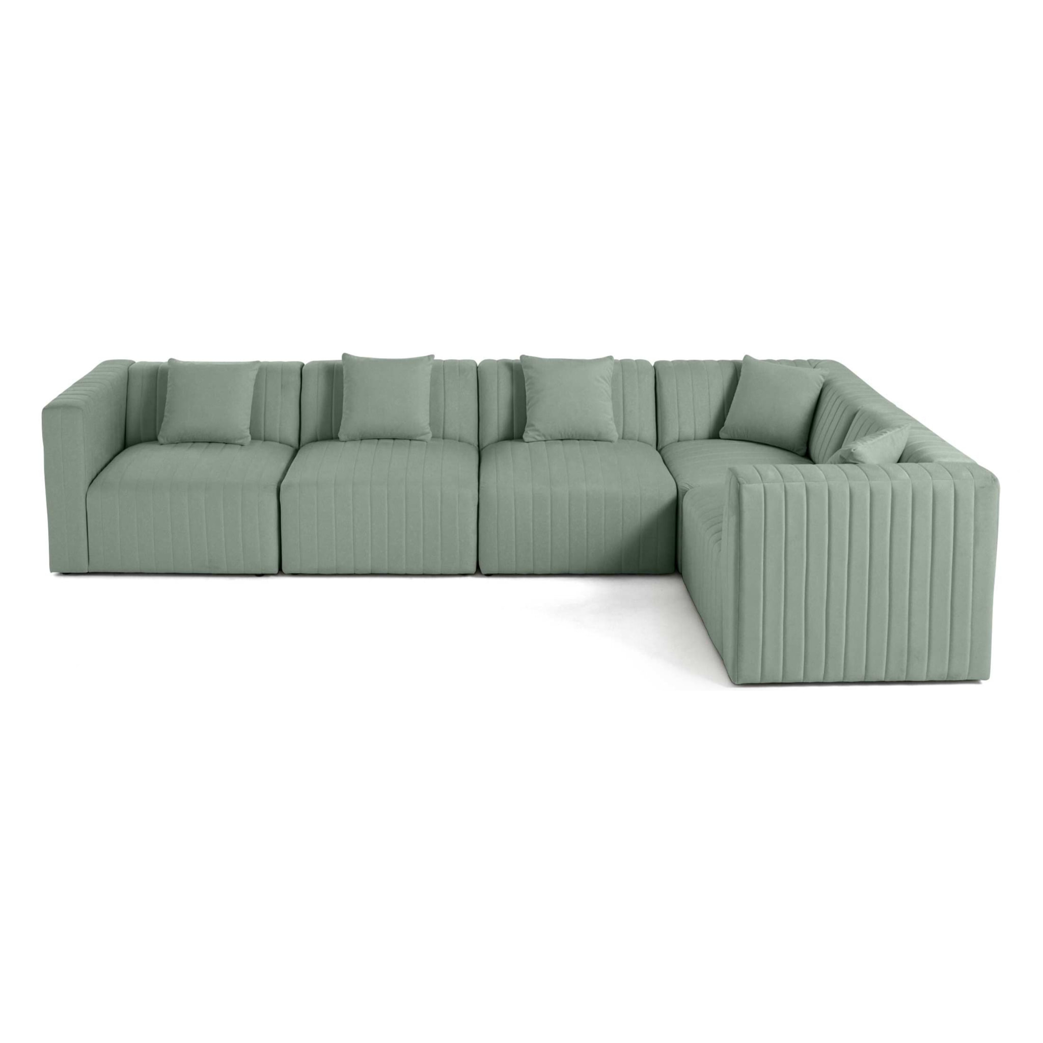 Nova - canapé modulable d'angle réversible - 6 places - en velours - Bleu