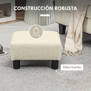 Reposapiés de Salón Taburete Bajo Tapizado en Lino Otomana Rectangular con Estructura de Madera para Sala de Estar Dormitorio Beige