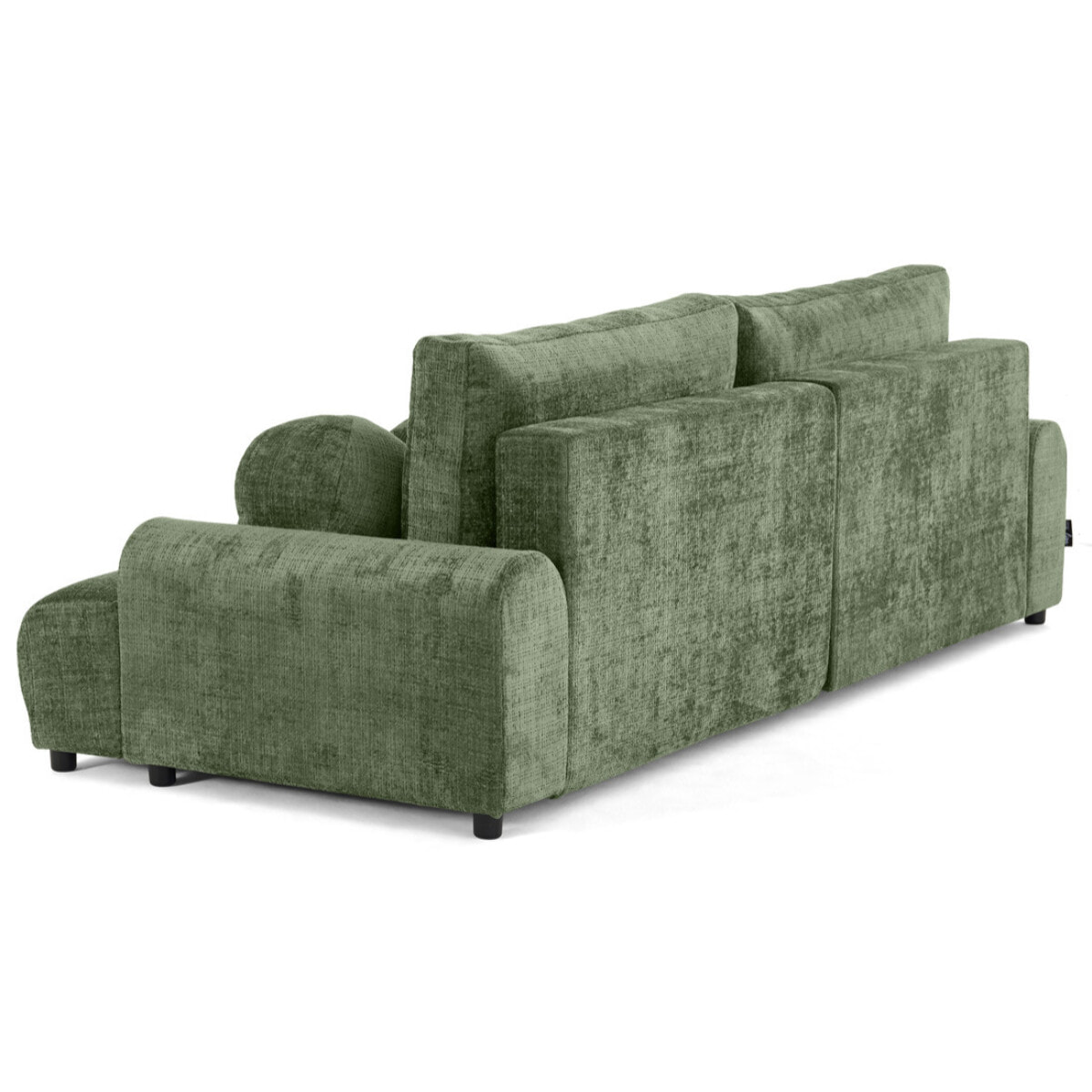 Nelly - canapé d'angle gauche 4 places convertible avec coffre en velours texturé - Vert sauge