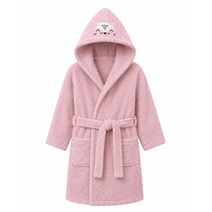 Peignoir enfant enfant pur coton 420 g/m² brodé rose Petite renarde rose