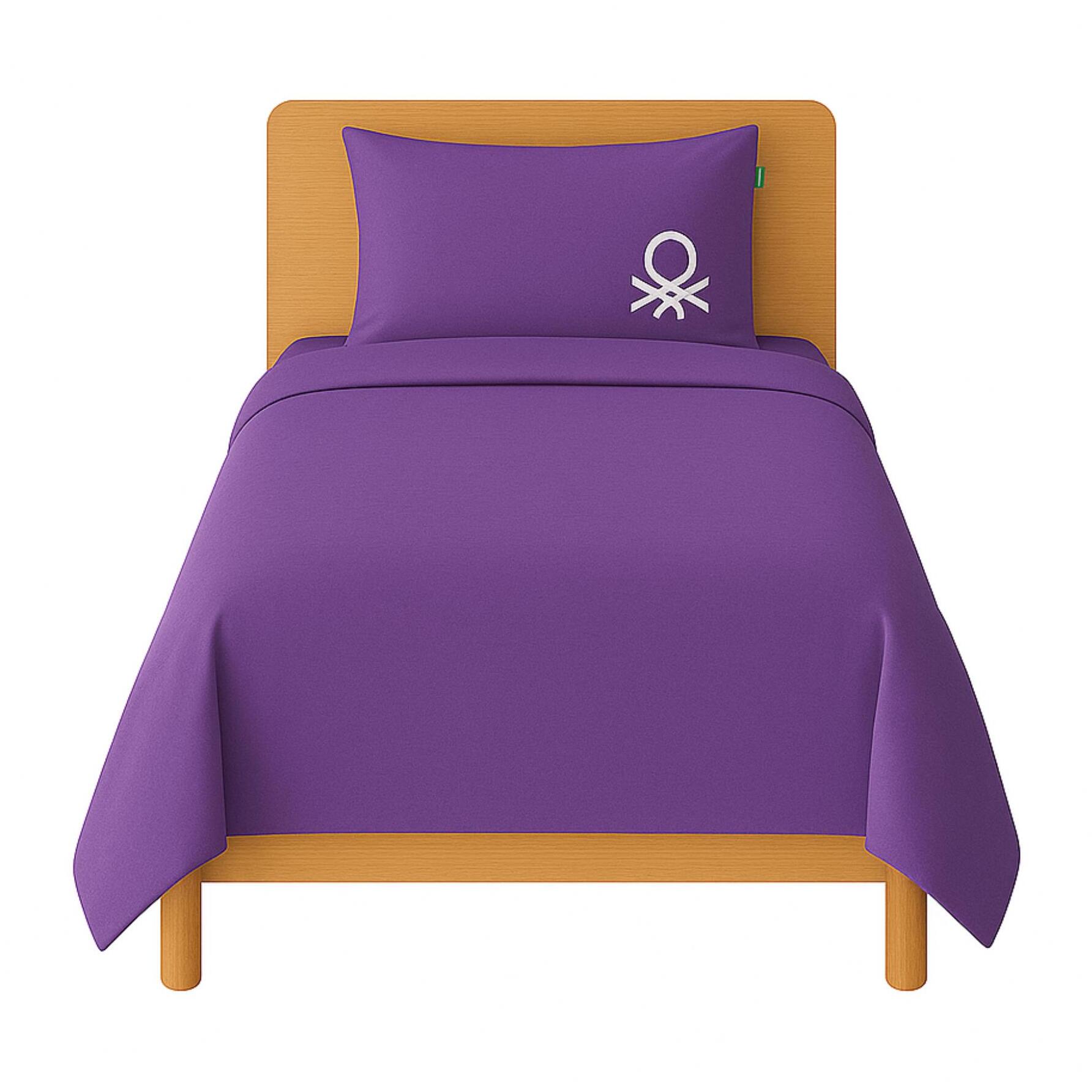 Set 2pc cama (funda nórdica 150x220cm + funda de almohada 63x63cm) verde y morado rainbow benetton 70%algodón + 30% poliéster