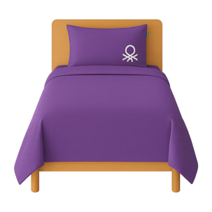 Set 2pc cama (funda nórdica 150x220cm + funda de almohada 63x63cm) verde y morado rainbow benetton 70%algodón + 30% poliéster