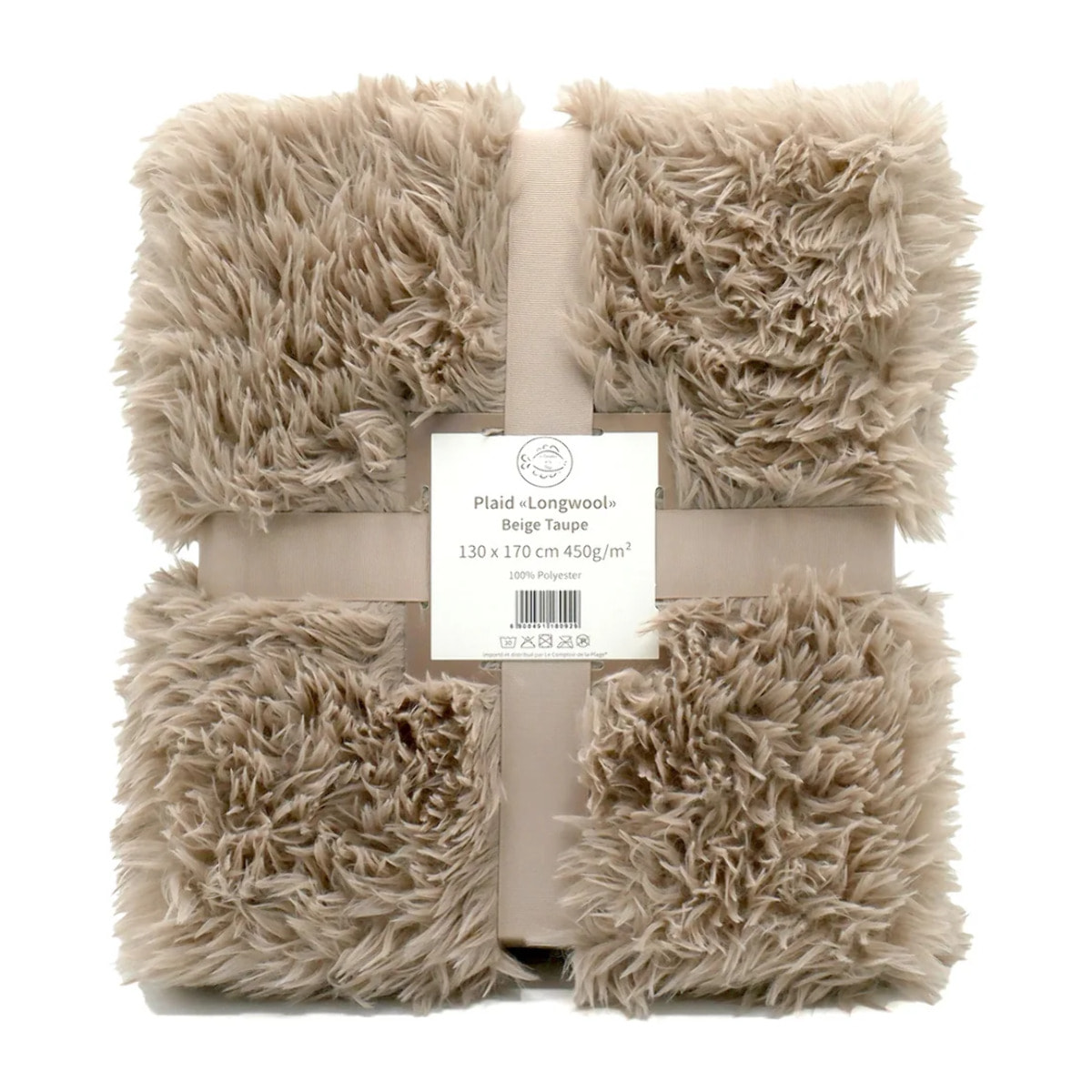 Plaid imitation poils longs - Longwool Beige Taupe - 450g/m²