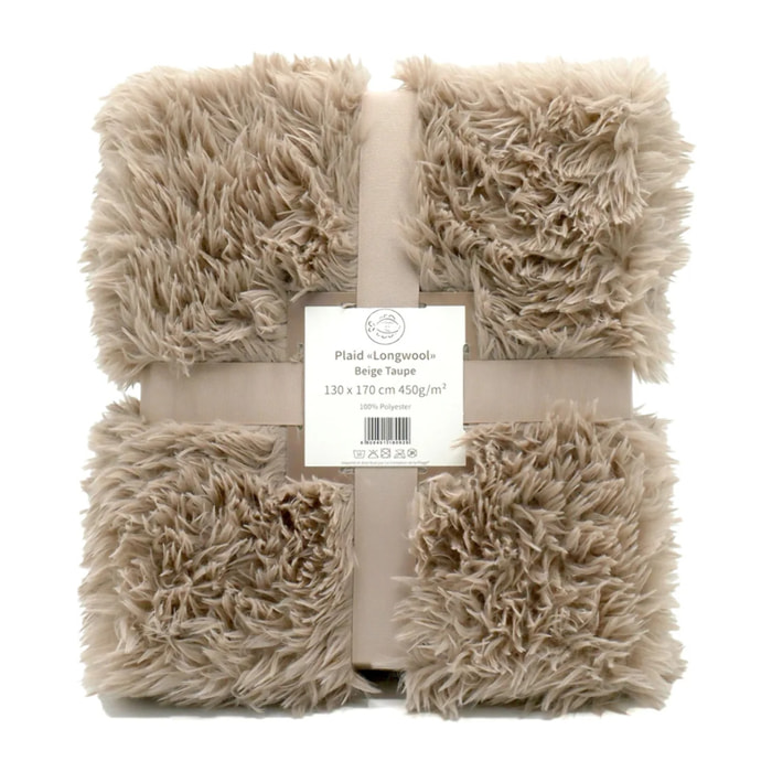 Plaid imitation poils longs - Longwool Beige Taupe - 450g/m²